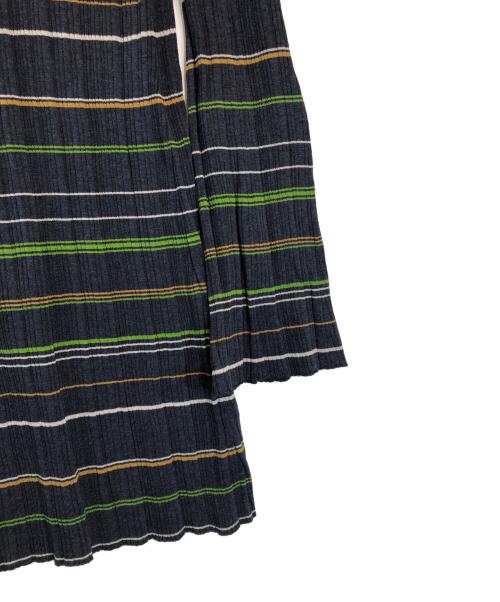 Mame Kurogouchi（マメクロゴウチ）mame kurogouchi (マメクロゴウチ) Random Ribbed Plaid Knitted Dress With Choker ネイビー サイズ:2の古着・服飾アイテム