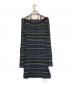 mame kurogouchi（マメクロゴウチ）の古着「Random Ribbed Plaid Knitted Dress With Choker」｜ネイビー