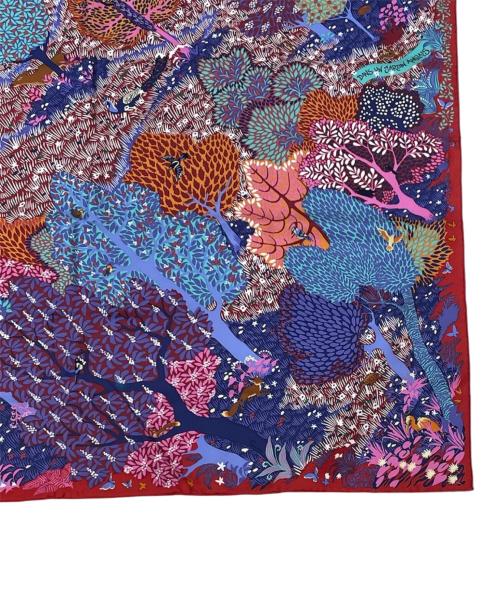 HERMES（エルメス）HERMES (エルメス) カレ90《DANS UN JARDIN ANGLAIS（英国式庭園にて）》 レッド サイズ:90の古着・服飾アイテム