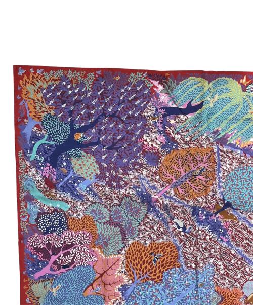 HERMES（エルメス）HERMES (エルメス) カレ90《DANS UN JARDIN ANGLAIS（英国式庭園にて）》 レッド サイズ:90の古着・服飾アイテム