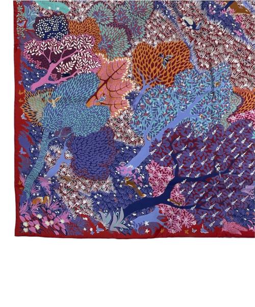 HERMES（エルメス）HERMES (エルメス) カレ90《DANS UN JARDIN ANGLAIS（英国式庭園にて）》 レッド サイズ:90の古着・服飾アイテム