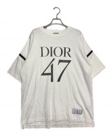 Dior（ディオール）の古着「ダメージ加工スラブコットンジャージーTシャツ」｜ホワイト×ブラック