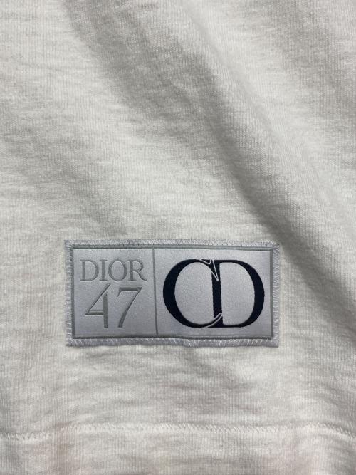 Dior（ディオール）Dior (ディオール) ダメージ加工スラブコットンジャージーTシャツ ホワイト×ブラック サイズ:Mの古着・服飾アイテム