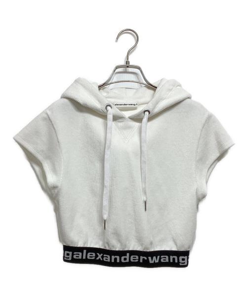ALEXANDER WANG（アレキサンダー・ワン）ALEXANDER WANG (アレキサンダー・ワン) クロップド パーカー ホワイト×ブラック サイズ:XSの古着・服飾アイテム
