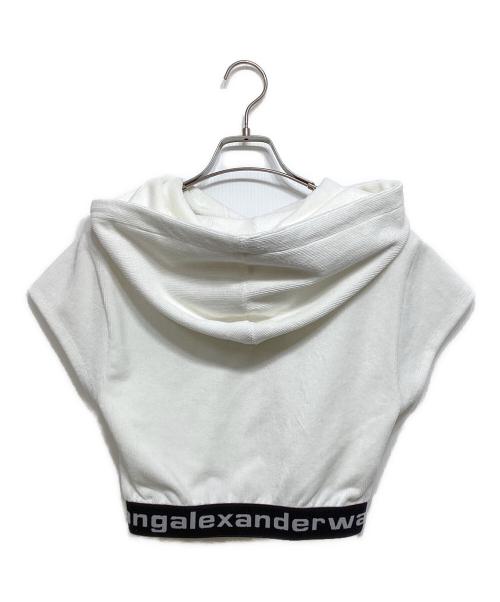ALEXANDER WANG（アレキサンダー・ワン）ALEXANDER WANG (アレキサンダー・ワン) クロップド パーカー ホワイト×ブラック サイズ:XSの古着・服飾アイテム