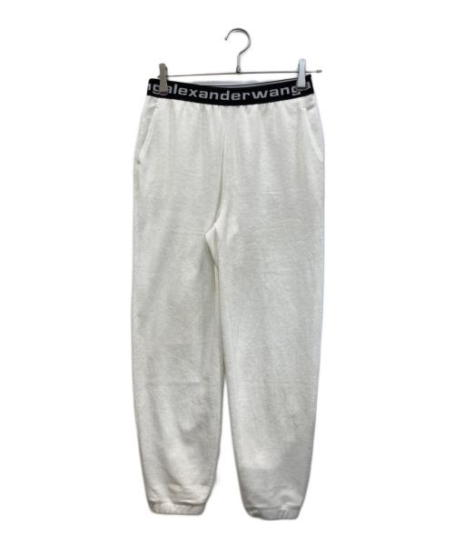ALEXANDER WANG.T（アレキサンダーワンティー）ALEXANDER WANG.T (アレキサンダーワンティー) リブイージーパンツ ホワイト×ブラック サイズ:XSの古着・服飾アイテム