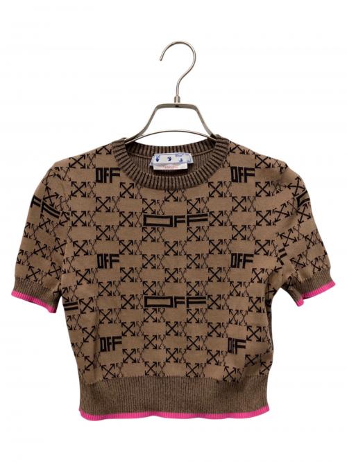 OFFWHITE（オフホワイト）OFFWHITE (オフホワイト) クロップドニット ベージュ×ピンク サイズ:40の古着・服飾アイテム