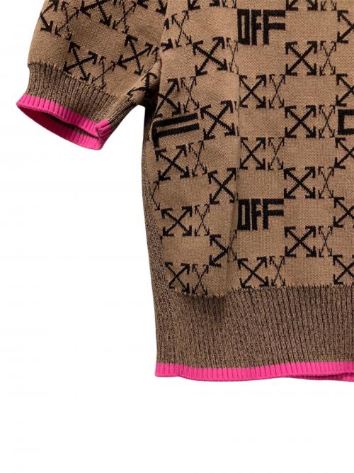 OFFWHITE（オフホワイト）OFFWHITE (オフホワイト) クロップドニット ベージュ×ピンク サイズ:40の古着・服飾アイテム