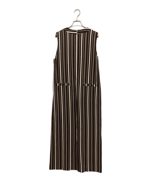 GALERIE VIE（ギャルリーヴィー）GALERIE VIE (ギャルリーヴィー) ランダムストライプ Vネックワンピース ブラウン サイズ:Freeの古着・服飾アイテム