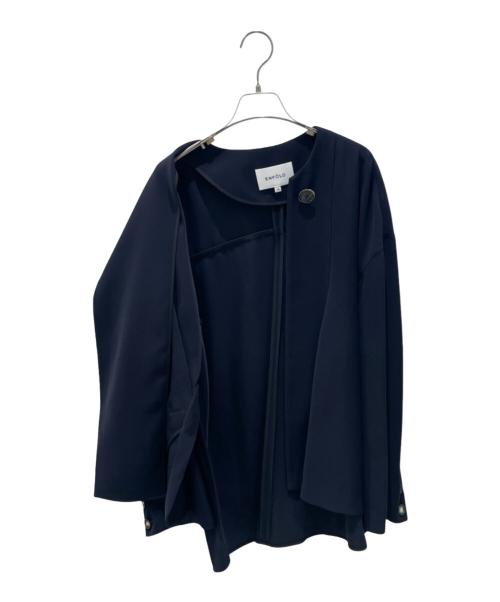 ENFOLD（エンフォルド）ENFOLD (エンフォルド) PEツイル ASYMMETRY-JACKET ネイビー サイズ:38の古着・服飾アイテム