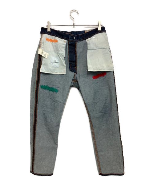 uniform experiment（ユニフォームエクスペリメント）uniform experiment (ユニフォームエクスペリメント) COLOR REPAIR DAMAGED DENIM インディゴ サイズ:2の古着・服飾アイテム