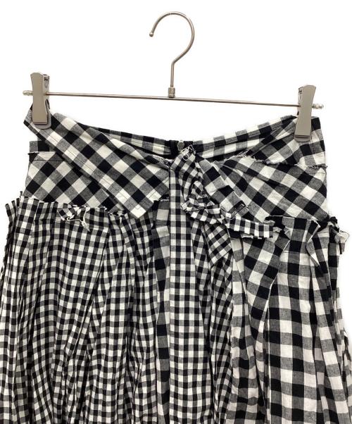 tricot COMME des GARCONS（トリココムデギャルソン）tricot COMME des GARCONS (トリココムデギャルソン) 切替ギンガムスカート ブラック×ホワイト サイズ:Mの古着・服飾アイテム