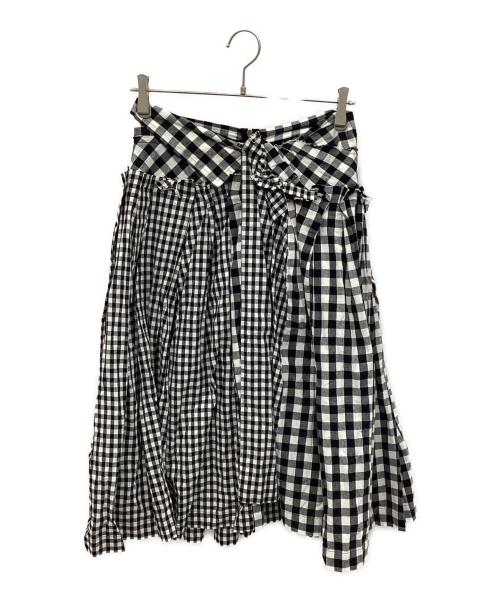 tricot COMME des GARCONS（トリココムデギャルソン）tricot COMME des GARCONS (トリココムデギャルソン) 切替ギンガムスカート ブラック×ホワイト サイズ:Mの古着・服飾アイテム