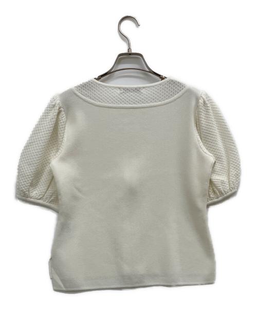 Rene（ルネ）Rene (ルネ) パフスリーブパールジップカーディガン ホワイト サイズ:SIZE36の古着・服飾アイテム