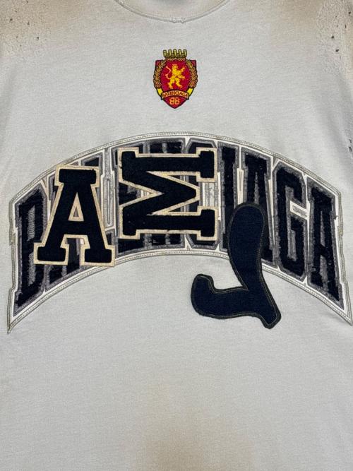 BALENCIAGA（バレンシアガ）BALENCIAGA (バレンシアガ) クラッシュダスト加工ワッペンTシャツ ライトグレー サイズ:1の古着・服飾アイテム