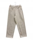 AURALEEオーラリー）の古着「FADED HARD TWIST BROWN DENIM WIDE PANTS」｜ベージュ
