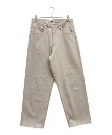 AURALEE（オーラリー）の古着「FADED HARD TWIST BROWN DENIM WIDE PANTS」｜ベージュ