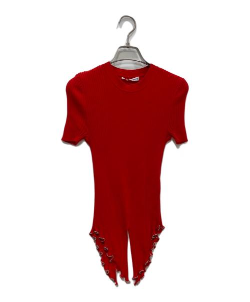 ALEXANDER WANG（アレキサンダー・ワン）ALEXANDER WANG (アレキサンダー・ワン) Ballchain Split Hem T-Shirt レッド サイズ:Sの古着・服飾アイテム