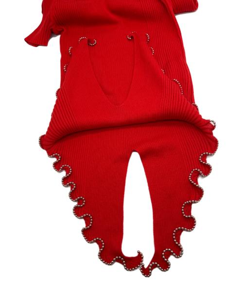 ALEXANDER WANG（アレキサンダー・ワン）ALEXANDER WANG (アレキサンダー・ワン) Ballchain Split Hem T-Shirt レッド サイズ:Sの古着・服飾アイテム