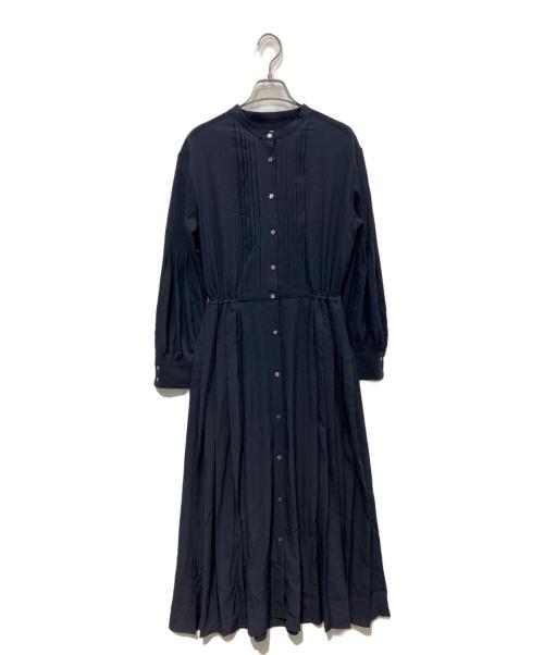 SHIPS（シップス）SHIPS (シップス) バンドカラー サイド プリーツ ワンピース　26SS ネイビー サイズ:Mの古着・服飾アイテム