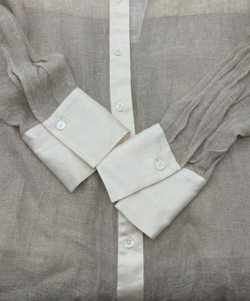 BEIGE（ベイジ）BEIGE (ベイジ) MATHIEU バンドカラーシャツ ブラウン サイズ:32 未使用品の古着・服飾アイテム