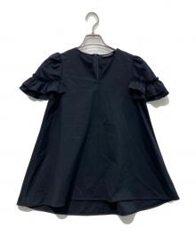 M-premierBLACK（エムプルミエブラック）の古着「フリルスリーブキーネックフレアブラウス　26SS　C347-006」｜ブラック