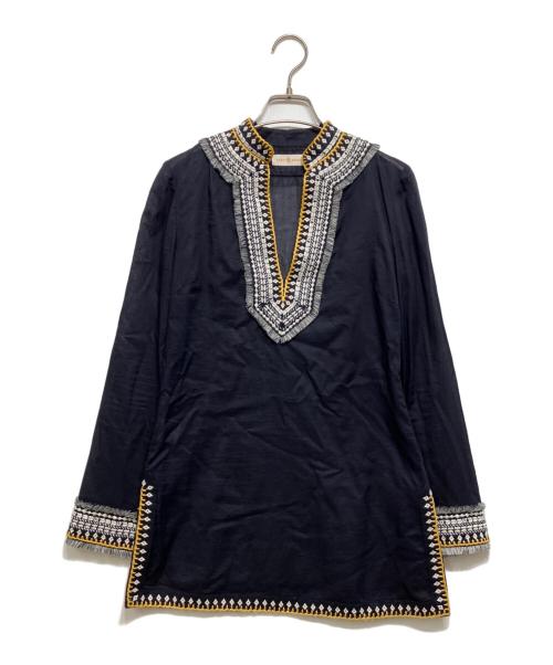 TORY BURCH（トリーバーチ）TORY BURCH (トリーバーチ) 刺繍カフタンブラウス ネイビーの古着・服飾アイテム