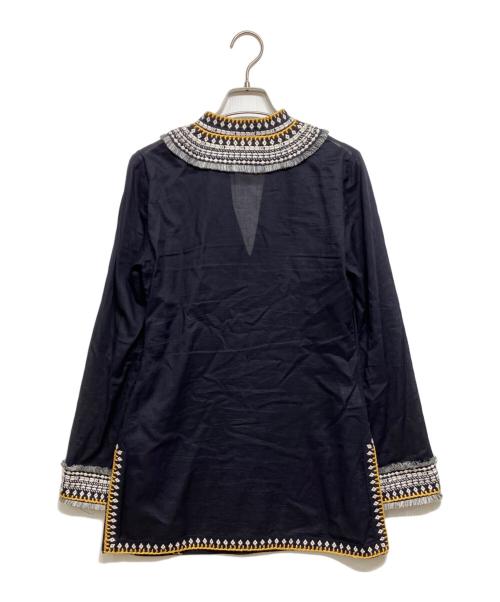 TORY BURCH（トリーバーチ）TORY BURCH (トリーバーチ) 刺繍カフタンブラウス ネイビーの古着・服飾アイテム