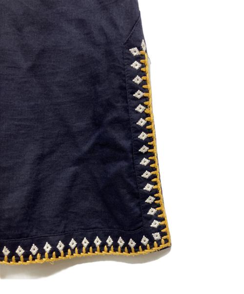 TORY BURCH（トリーバーチ）TORY BURCH (トリーバーチ) 刺繍カフタンブラウス ネイビーの古着・服飾アイテム