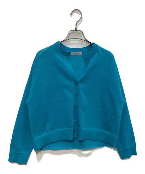 UNFILO（アンフィーロ）UNFILO (アンフィーロ) シアーフォルムニット キーネックカーディガン  26SS ブルー サイズ:Sの古着・服飾アイテム