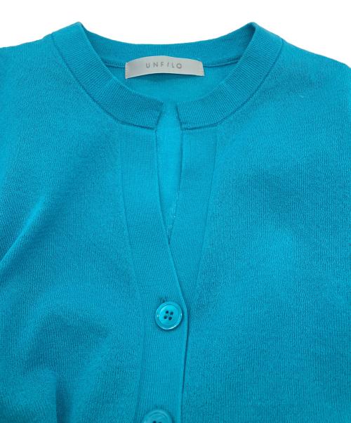 UNFILO（アンフィーロ）UNFILO (アンフィーロ) シアーフォルムニット キーネックカーディガン  26SS ブルー サイズ:Sの古着・服飾アイテム