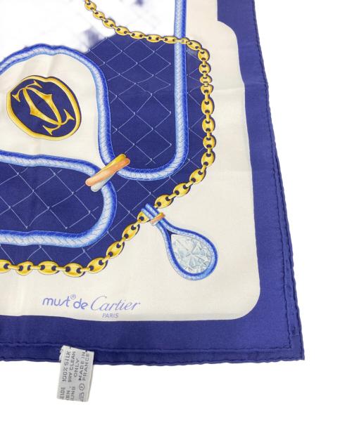 Cartier（カルティエ）Cartier (カルティエ) スカーフ/マストライン ネイビー×ホワイトの古着・服飾アイテム