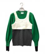 OMMOオーエムエムオー）の古着「BLOCKING KT BUSTIER SET」｜グリーン×ホワイト