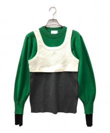 OMMO（オーエムエムオー）の古着「BLOCKING KT BUSTIER SET」｜グリーン×ホワイト