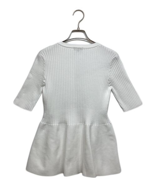 PLST（プラステ）PLST (プラステ) ホールガーメントペプラム半袖カーディガン ホワイト サイズ:Sの古着・服飾アイテム