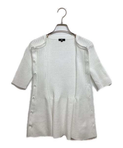 PLST（プラステ）PLST (プラステ) ホールガーメントペプラム半袖カーディガン ホワイト サイズ:Sの古着・服飾アイテム