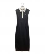 HER LIP TOハーリップトゥ）の古着「French Sleeve Polo Long Dress」｜ブラック