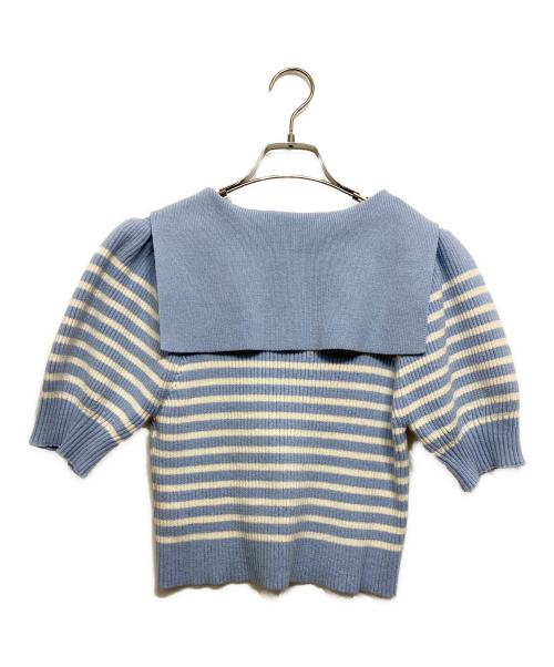 furfur（ファーファー）furfur (ファーファー) セーラーカラーニットトップス ブルー サイズ:Fの古着・服飾アイテム
