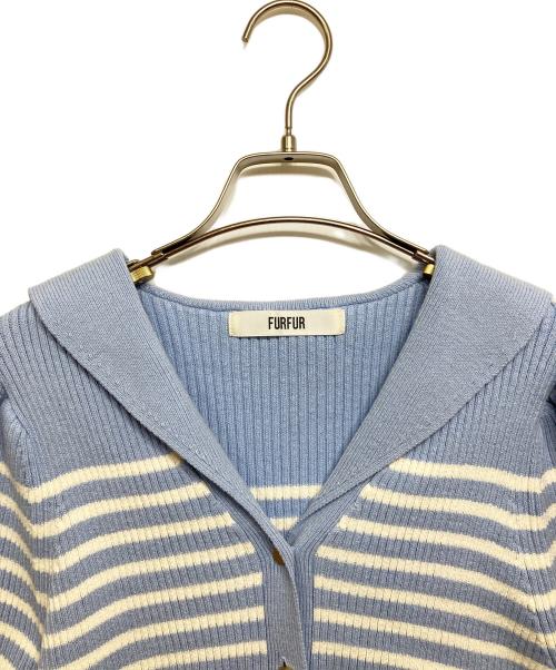 furfur（ファーファー）furfur (ファーファー) セーラーカラーニットトップス ブルー サイズ:Fの古着・服飾アイテム