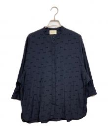 UNITED ARROWS（ユナイテッドアローズ）の古着「ドットカットジャガード シャツ ブラウス」｜ネイビー
