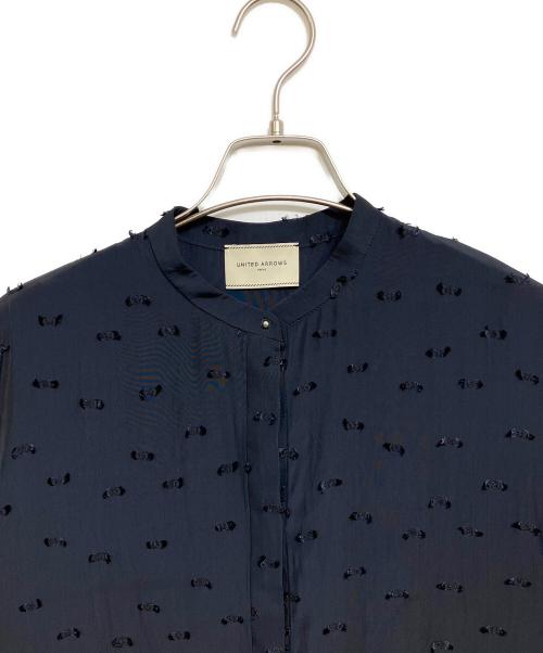 UNITED ARROWS（ユナイテッドアローズ）UNITED ARROWS (ユナイテッドアローズ) ドットカットジャガード シャツ ブラウス ネイビー サイズ:FREEの古着・服飾アイテム