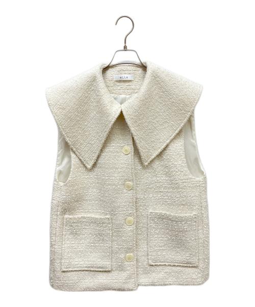 ELLA（エラ）ELLA (エラ) ビッグカラーツイードベスト アイボリー サイズ:Freeの古着・服飾アイテム