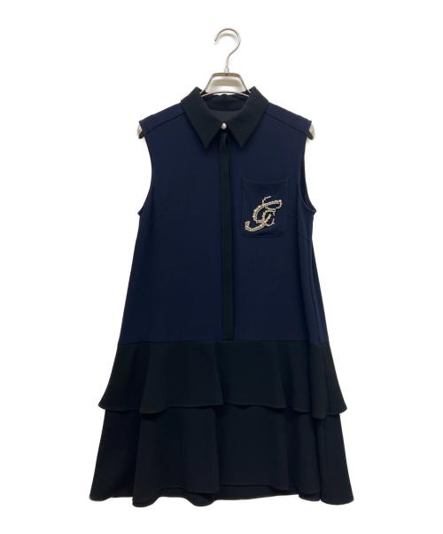 GRACE CLASS（グレースクラス）GRACE CLASS (グレースクラス) ビジューロゴ配色ワンピース ネイビー サイズ:SIZE 36の古着・服飾アイテム