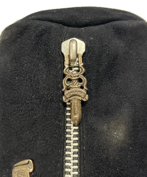 CHROME HEARTS（クロムハーツ）CHROME HEARTS (クロムハーツ) スクロールラベル ダガージップ スエード ペンケース ネイビーの古着・服飾アイテム
