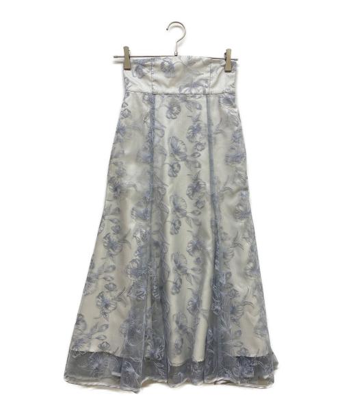 MERCURY DUO（マーキュリーデュオ）MERCURY DUO (マーキュリーデュオ) ラインフラワーバックレースアップ刺繍スカート ブルー サイズ:SIZE S 未使用品の古着・服飾アイテム
