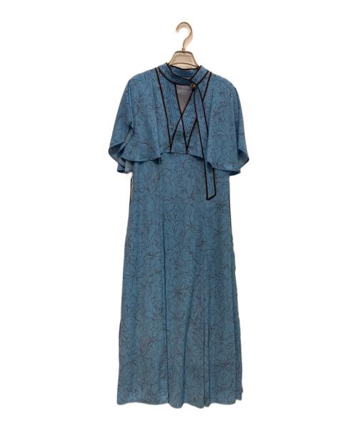 Snidel（スナイデル）Snidel (スナイデル) ケープフリルパイピングプリントワンピース　SWFO234320 ブルー サイズ:1の古着・服飾アイテム