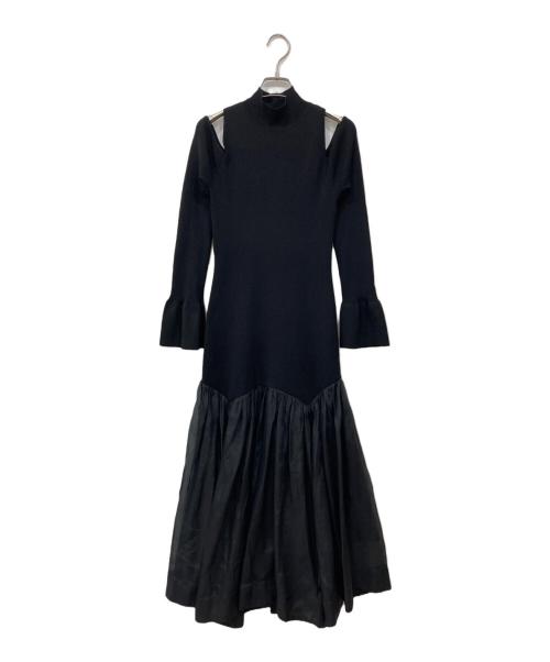 Snidel（スナイデル）Snidel (スナイデル) コードショルダーニットワンピース ブラック サイズ:Fの古着・服飾アイテム