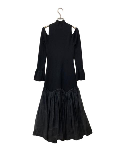 Snidel（スナイデル）Snidel (スナイデル) コードショルダーニットワンピース ブラック サイズ:Fの古着・服飾アイテム