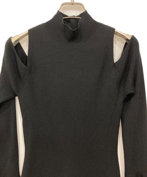 Snidel（スナイデル）Snidel (スナイデル) コードショルダーニットワンピース ブラック サイズ:Fの古着・服飾アイテム