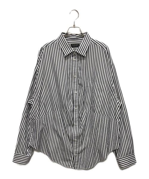 BALENCIAGA（バレンシアガ）BALENCIAGA (バレンシアガ) 24SS Swing Striped Cotton Shir ブラック×ホワイト サイズ:36の古着・服飾アイテム